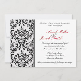 Black and White Modern Damask Wedand Inbjudningar