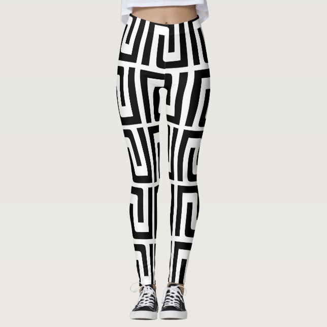 Black and White Modern Geometric Leggings (Framsida)