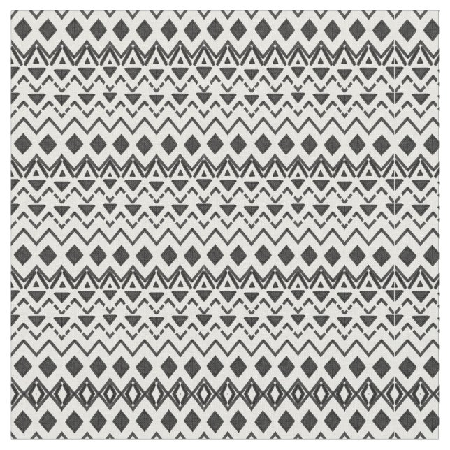 Black and White Modern Hand plockade Tribal Aztec Tyg (Närbild)