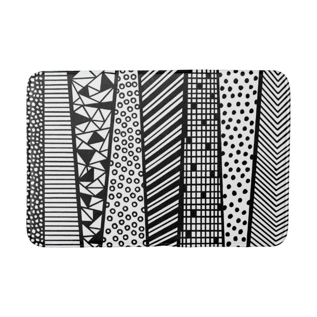 Black and white - modern pattern badrumsmatta (Framsidan)