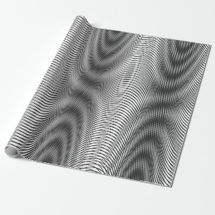Black and White Moiré Rand - Trippy Abstrakt Presentpapper