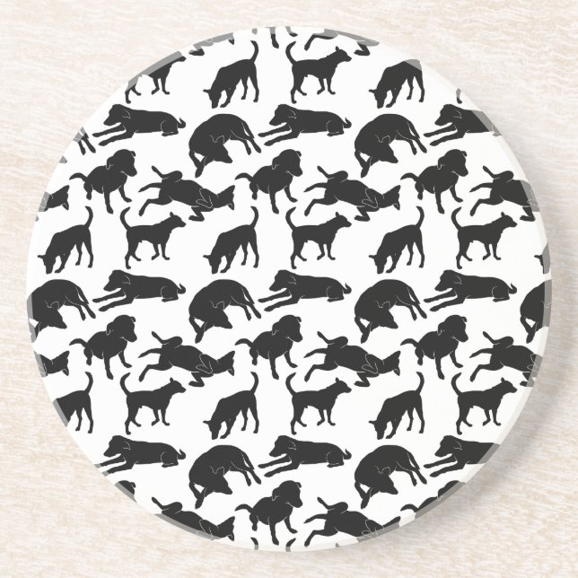 Black and white monochrome dog shape pattern underlägg (Framsidan)