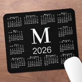 Black and White Monogram 2026 Calendar Musmatta