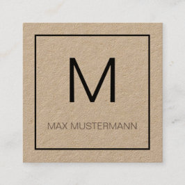 Black and White Monogramm Fyrkantigt Visitkort