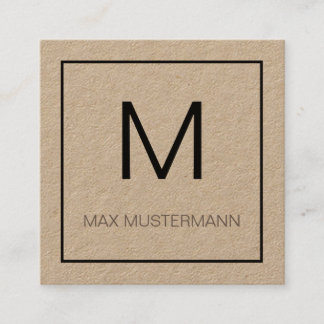 Black and White Monogramm Fyrkantigt Visitkort