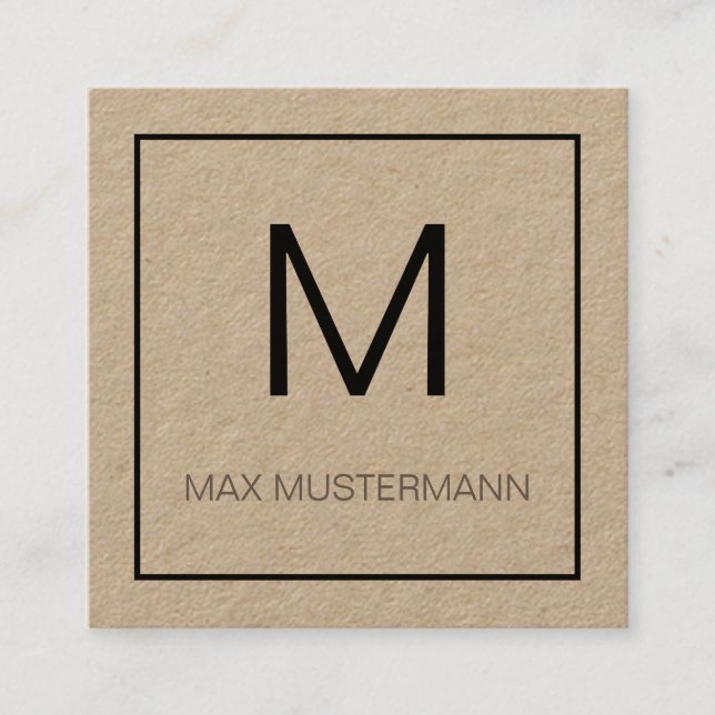 Black and White Monogramm Fyrkantigt Visitkort (Framsida)