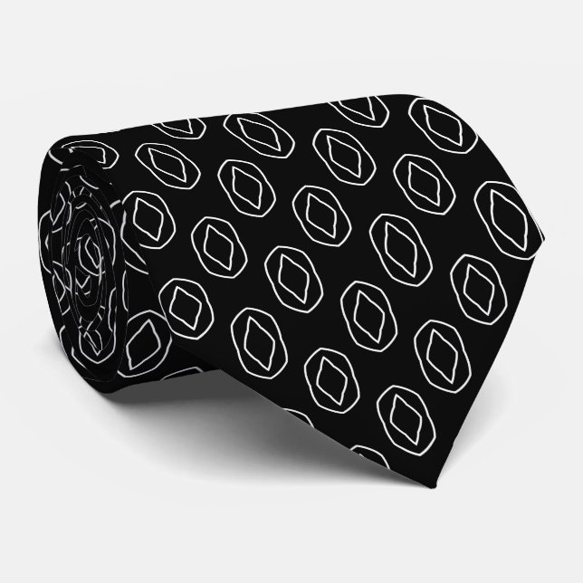 Black and White Mönster Neck Tie Slips (Rullad)