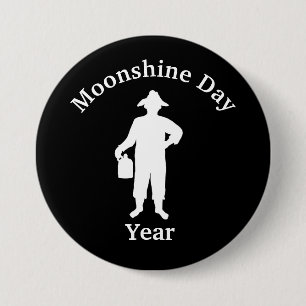 Black and White Moonshiner Silhouette Button Knapp