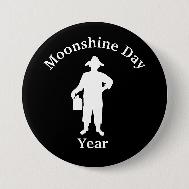 Black and White Moonshiner Silhouette Button Knapp (Framsida)
