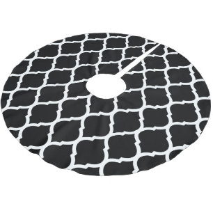 Black and White Moroccan Quatrefoil Julgransmatta Borstad Polyester