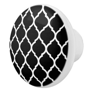 Black and White Moroccan Quatrefoil Knopp