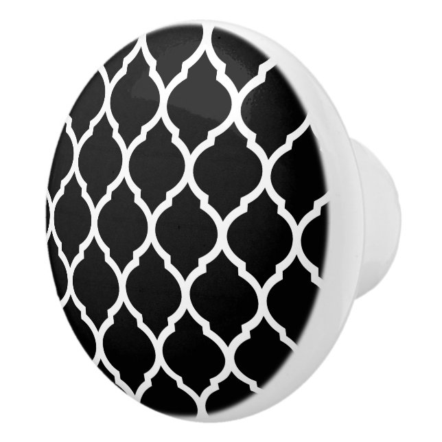 Black and White Moroccan Quatrefoil Knopp (Höger)