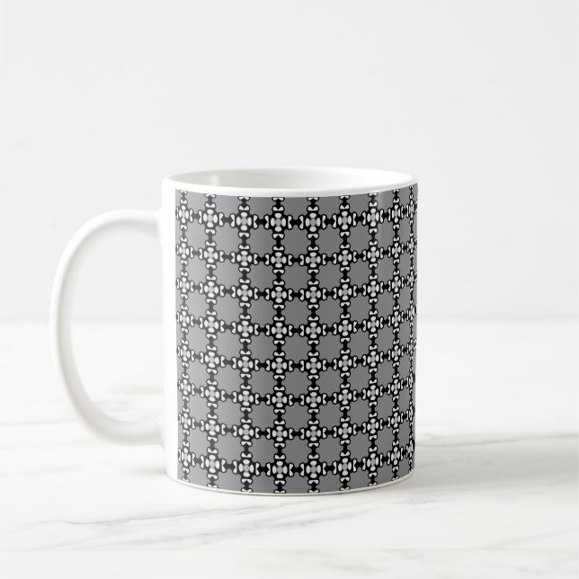 Black and White Mosaic Kaffemugg (Vänster)