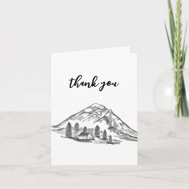 Black and white mountain note card anteckningskort (Framsida)