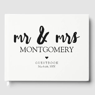 Black and White Mr & Mrs Calligraphy Gästböcker
