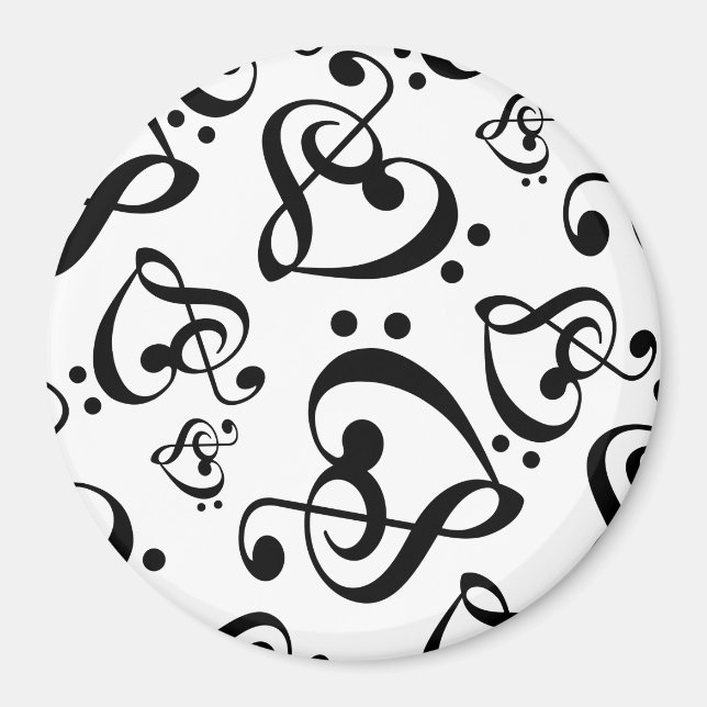 Black and white Music Mönster Magnet (Framsidan)