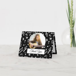 Black and White Music Note Mönster Musician Photo Tack Kort