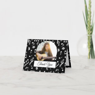 Black and White Music Note Mönster Musician Photo Tack Kort