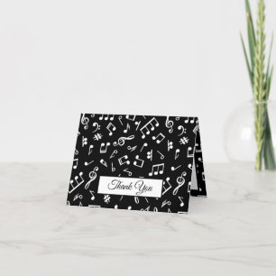 Black and White Music Note Mönster Theme Musician Tack Kort