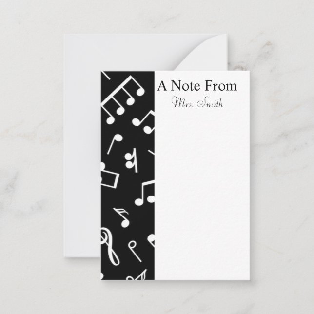 Black and White Music Note Musician Anteckningskort (Framsida)