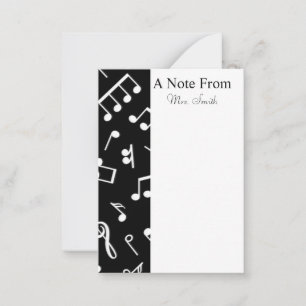 Black and White Music Note Musician Anteckningskort