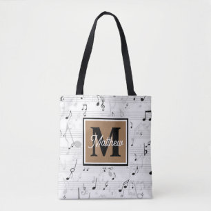 Black and White Music Note Musician Monogram Tygkasse