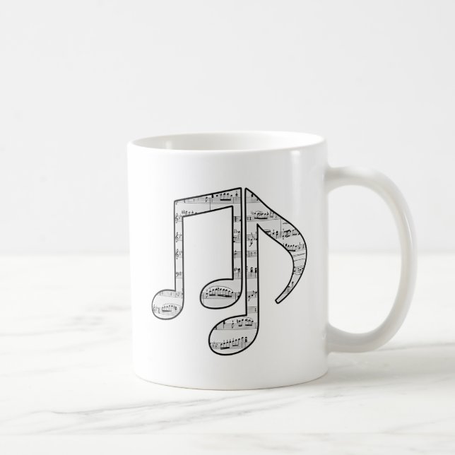 Black and White Music Notes Kaffemugg (Höger)