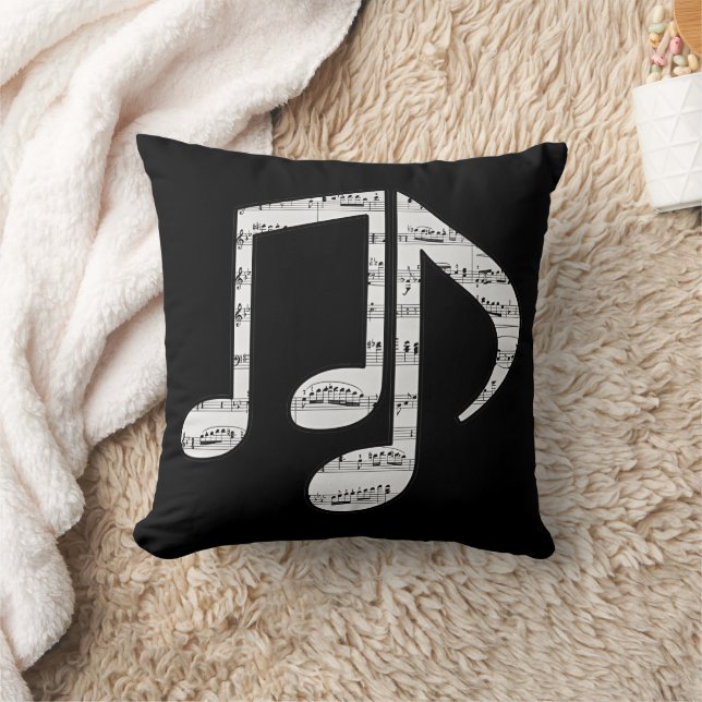 Black and White Music Notes Kudde (Filt)