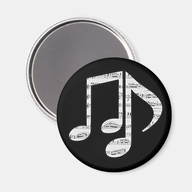 Black and White Music Notes Magnet (Front/Back)