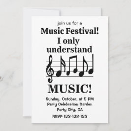 Black and White Music Notes Music Festival Inbjudningar