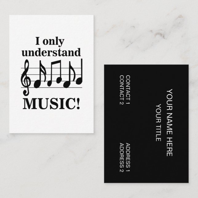 Black and White Music Notes Musical Profession Visitkort (Fram/baksida)