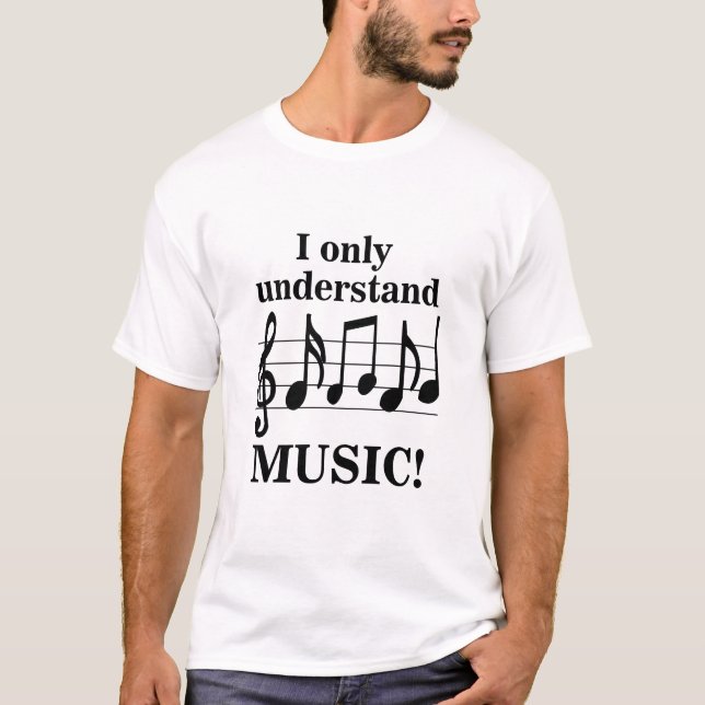 Black and White Music Notes Musician  T Shirt (Framsida)