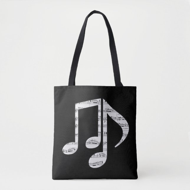 Black and White Music Notes Tygkasse (Framsida)