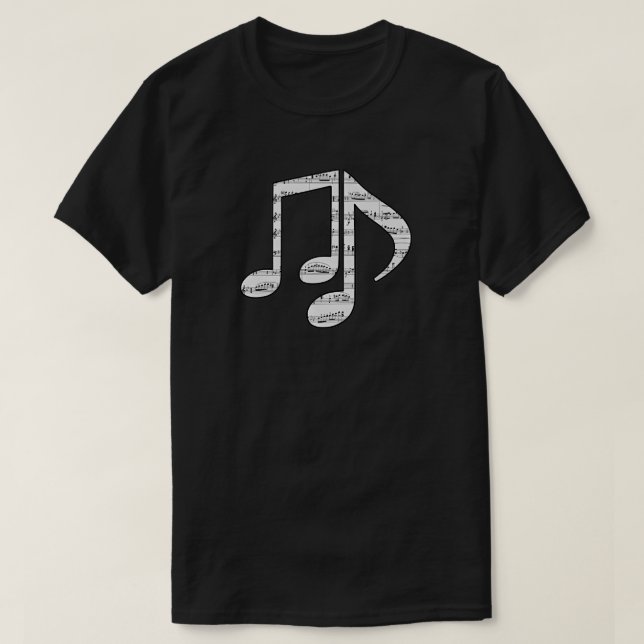 Black and White Music Notes Unisex T Shirt (Design framsida)