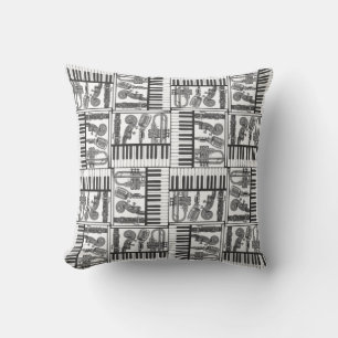 Black and White Music Pillow Kudde