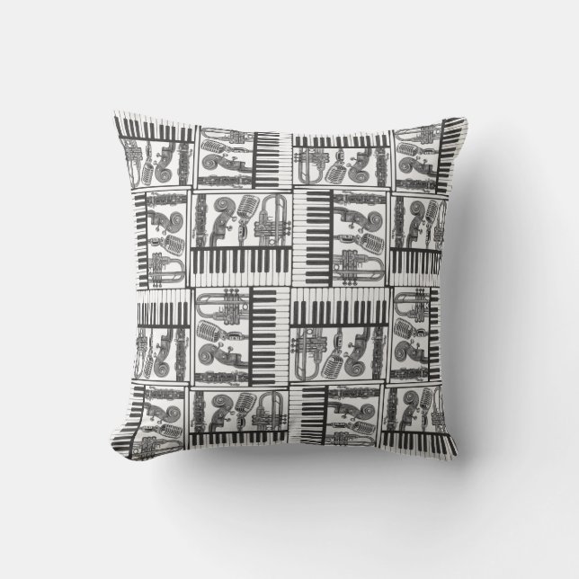 Black and White Music Pillow Kudde (Framsida)