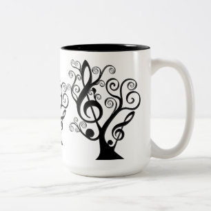 Black and White Music Treble Clef Träd Mugg