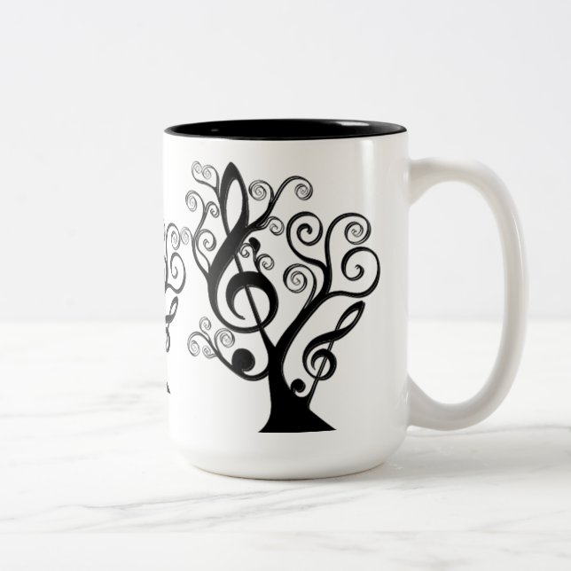 Black and White Music Treble Clef Träd Mugg (Höger)