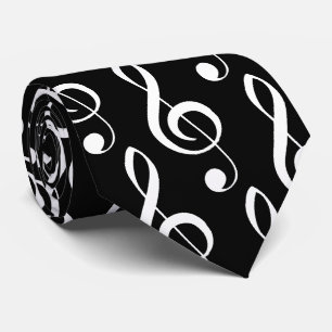 Black and White Musical Treble Clef Tie Slips