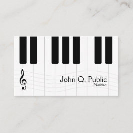 Black and White Musician Piano Visitkort