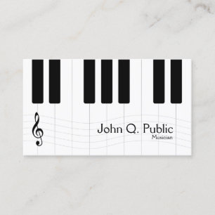 Black and White Musician Piano Visitkort