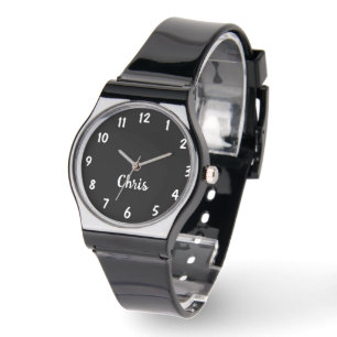 Black and White, Namn, Avslappnad Silicone Band Wr Armbandsur