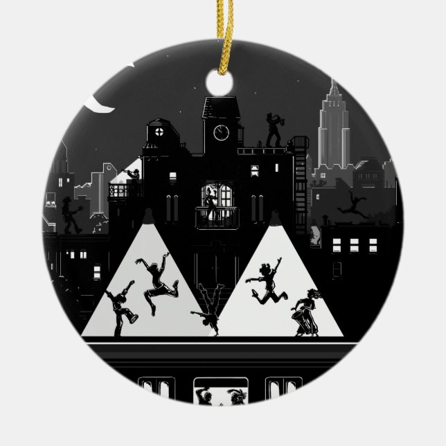 Black and White New York Boogie Nights Ornament (Framsidan)