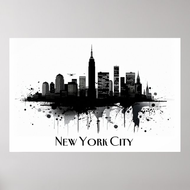 Black and White New York City Skyline Poster (Framsidan)