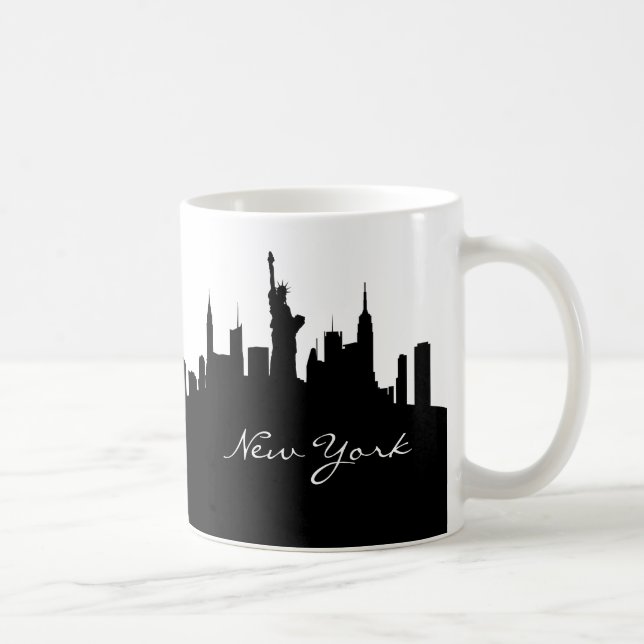 Black and White New York Skyline Kaffemugg (Höger)