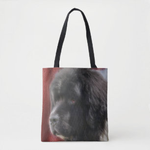 Black and White Newfoundland Hund Ansikte Tygkasse