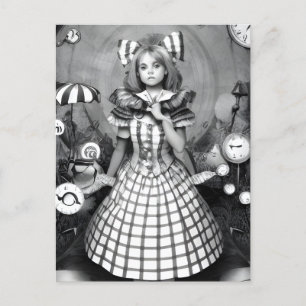 Black and White Nightmare i Wonderland Postcard Vykort