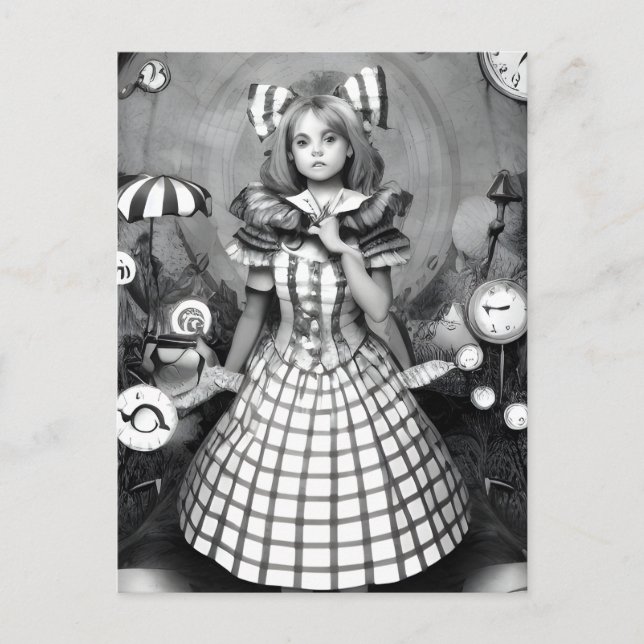 Black and White Nightmare i Wonderland Postcard Vykort (Framsida)