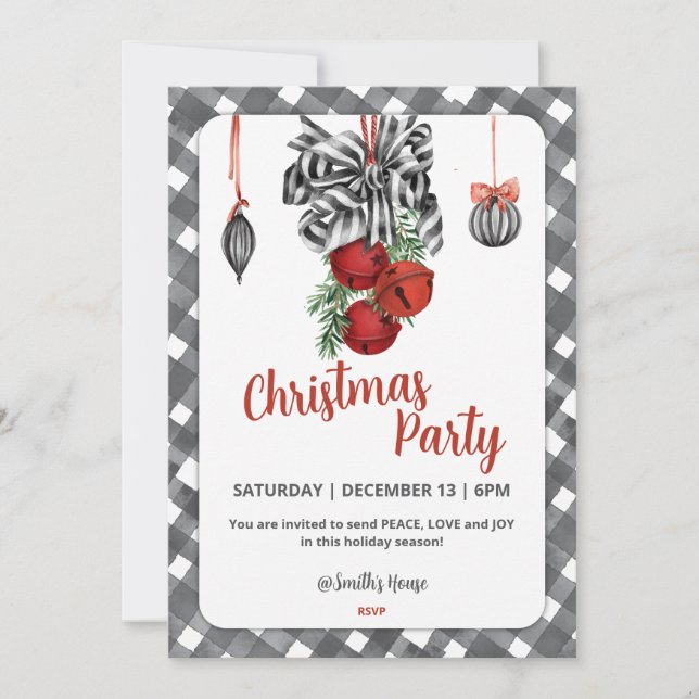 Black and White Noël Christmas Invitation Inbjudningar (Framsida)