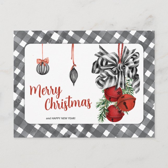 Black and White Noël Simple Vykort (Framsida)